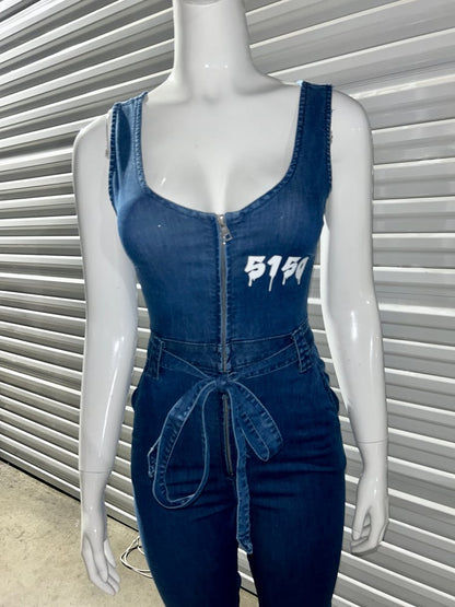 5150 Denim Tank Zip Jumpsuit