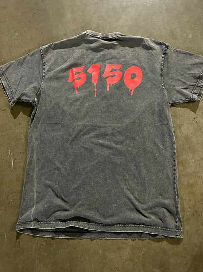 Grey Distressed 5150 Drip T