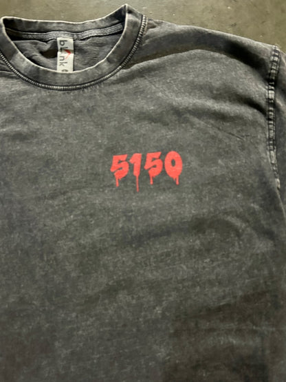Grey Distressed 5150 Drip T