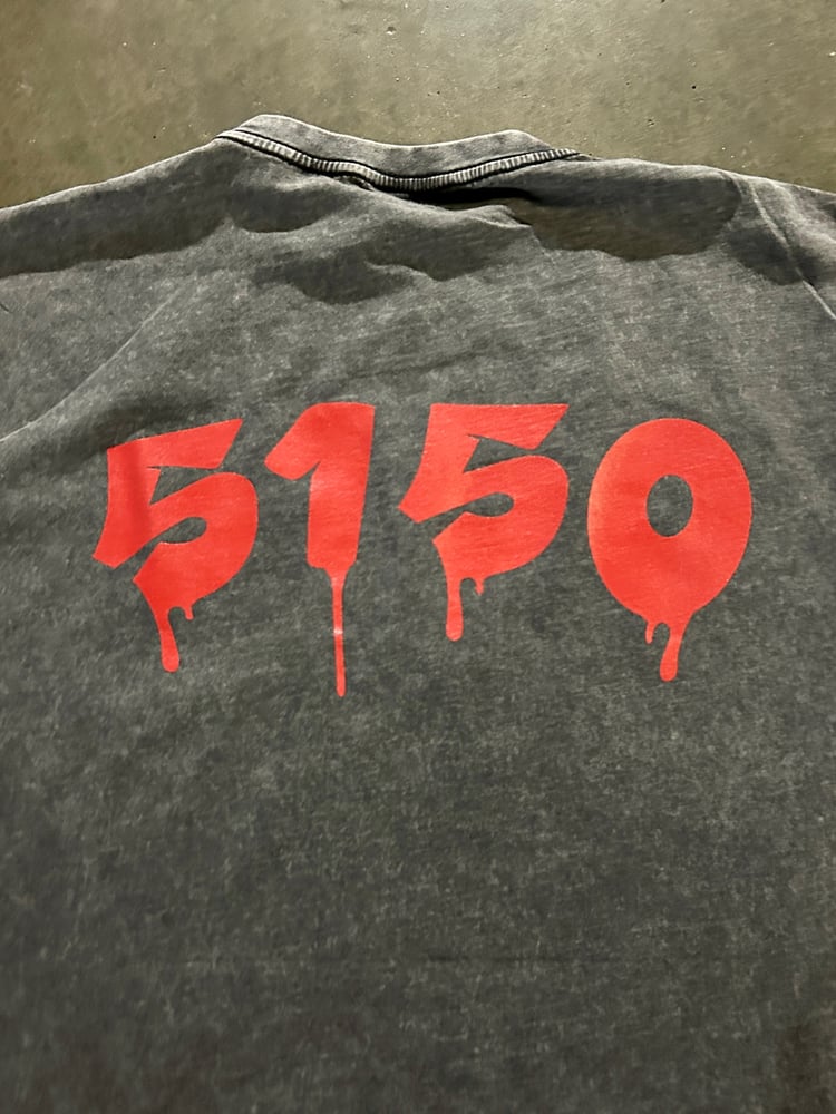 Grey Distressed 5150 Drip T